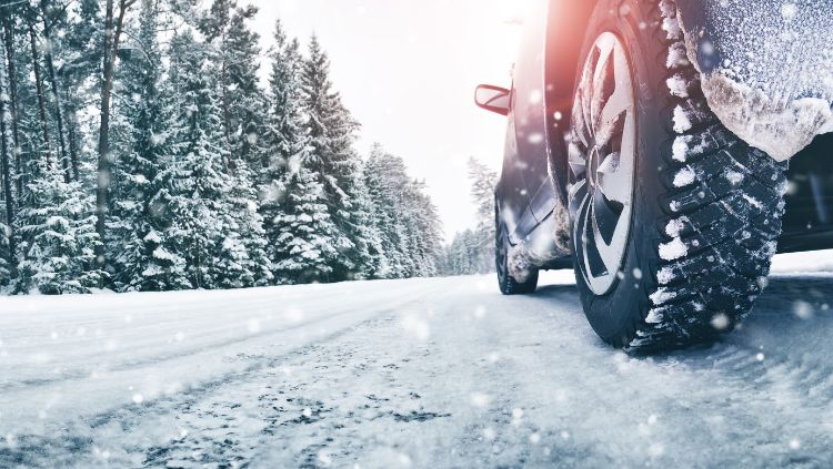 image, snow tire, prepare car for winter road trip