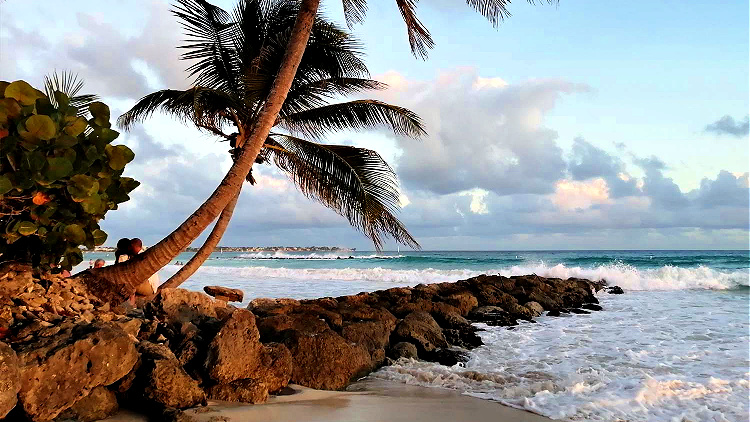 Solo travel to Barbados involves lots of beach time - in this case, Dover Beach.