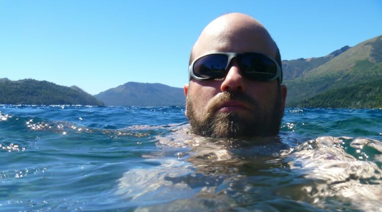 photo, image, man swimming, patagonia