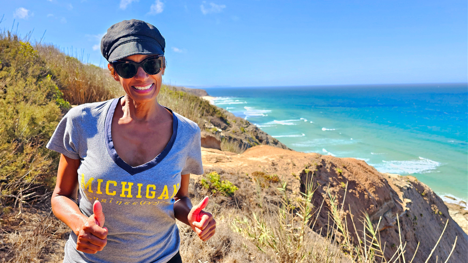 Natalie hiking on the coast of Portugal